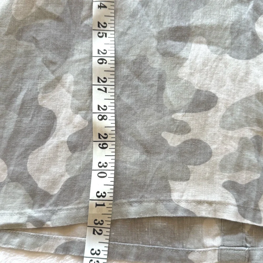 C&C California Linen Camo Hoodie Tunic Top Gray 3X New